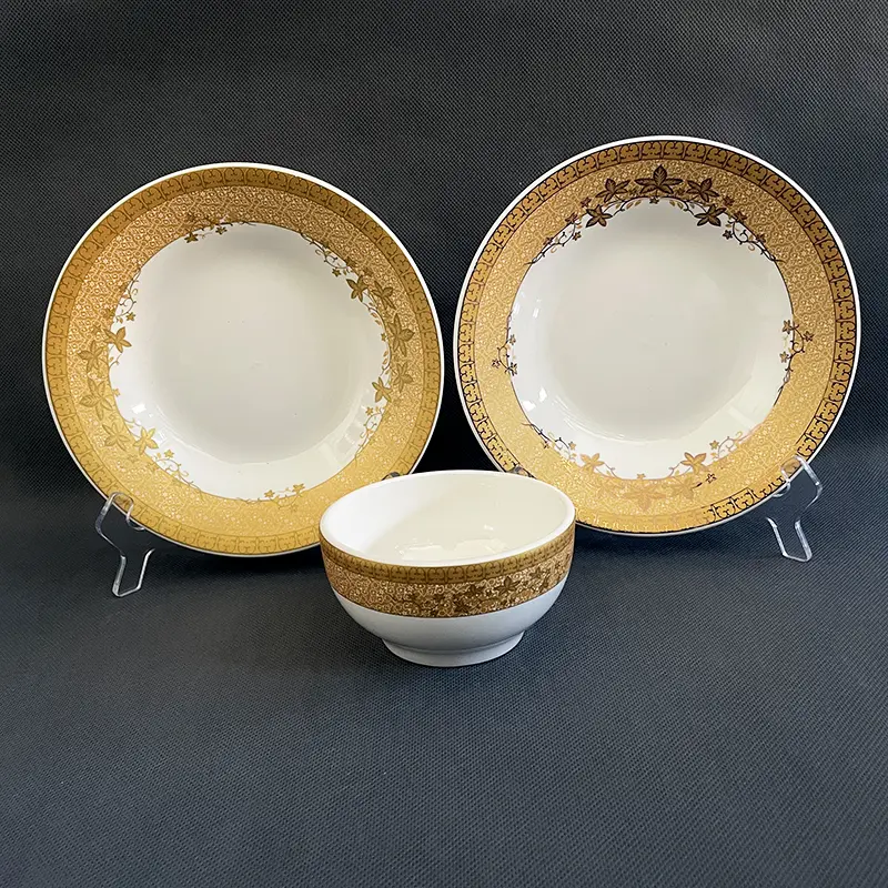 Promotional Gifts Porcelain Bowl Plate Gold Rim Supplier