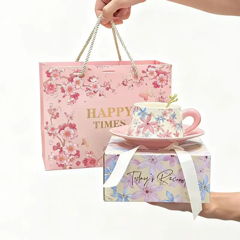 Ceramic Coffee Cup & Saucer Gift Box